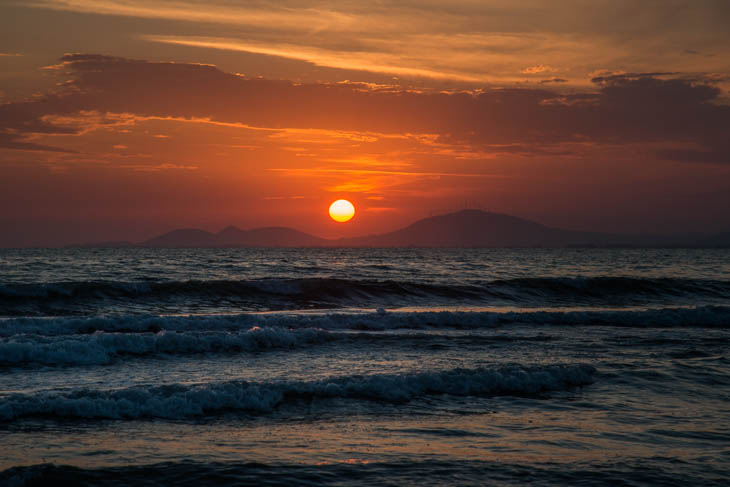 Sonnenuntergang an der albanischen Adriaküste
