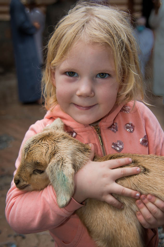 Annalena mit Zicklein in Nizwa