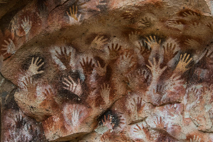 Die zentralen Handmalereien  der Cueva de las Manos